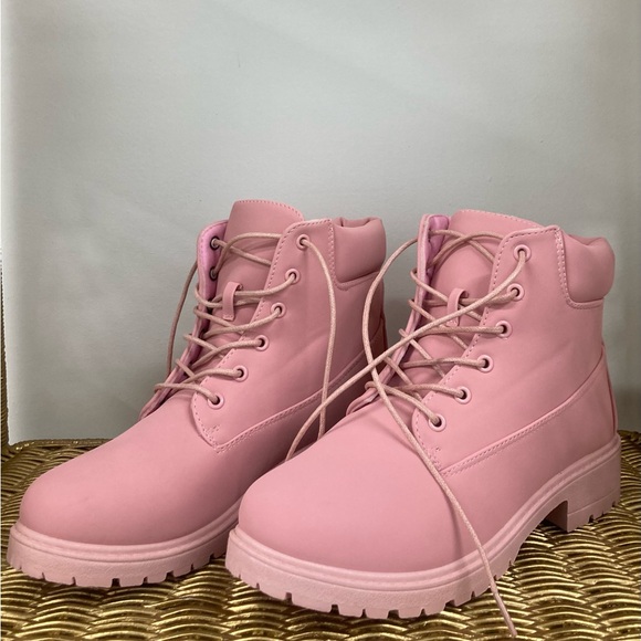 Pink Lace Up Boots - Picture 3 of 4